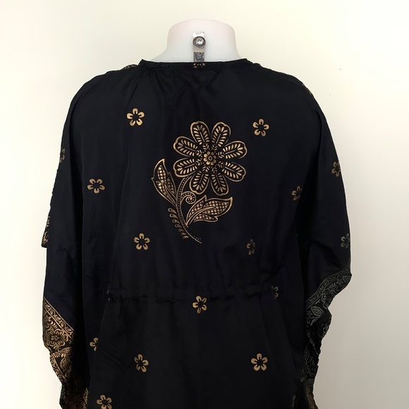 Black&Gold light caftan tunic XL 39-42 bust - Picture 5 of 12